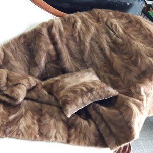 Genuine Mink Sofa Throw with matching pillow